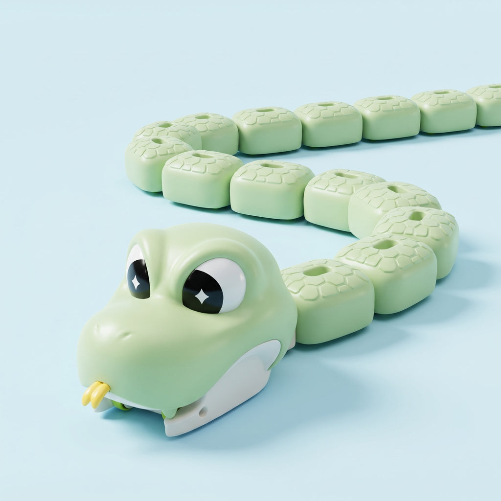 Green GreedySnake with its magnetic blocks