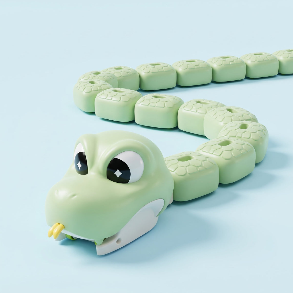 Green GreedySnake with its magnetic blocks